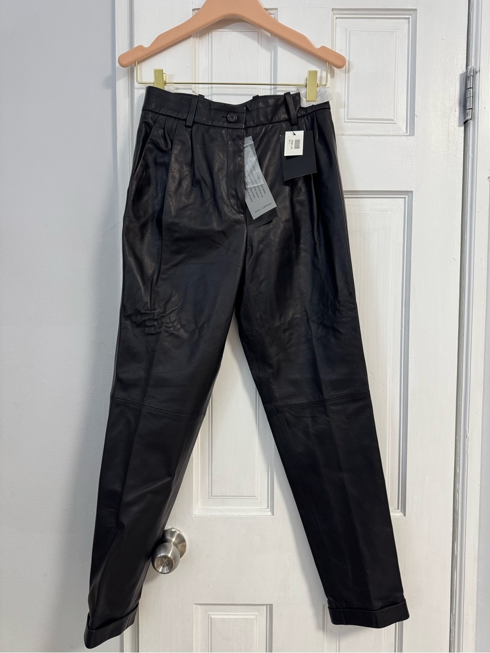 Nili Lotan Montana Black Leather Pants Size 0 NWT
